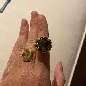 Oversized Gold and Emerald Cocktail Ring